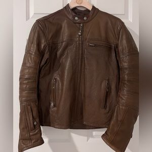 Roland Sands Ronin Brown Perforated Leather Motorcycle Jacket- Size Small